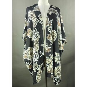 JM Collection Floral Kimono Cardigan Women Large Open Front Shrug Layering Piece